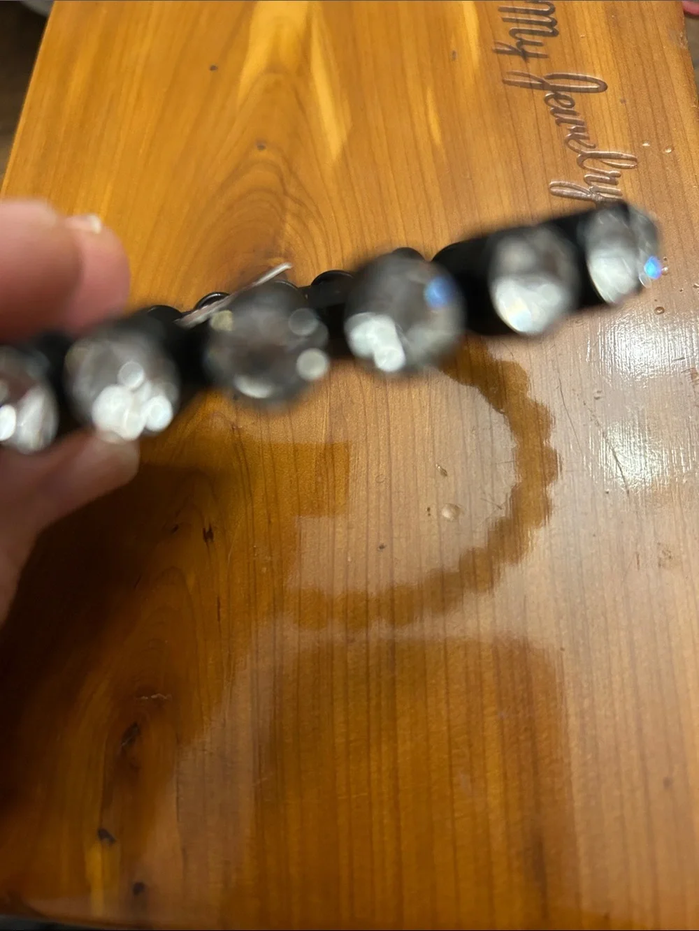 Chico's Black Beaded Stretch Bracelet with Silver Accents